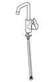 Einhebelmischer in Chrom-Optik von HANSA mit einem gebogenen Auslauf und einem seitlichen Griff zur Temperaturregelung. Adapter für den Wasseranschluss ist vorhanden.